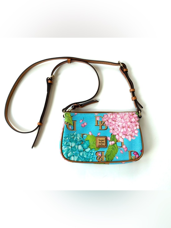 Dooney & Bourke Handbags - Dooney & Bourke Hydrangea Basketweave Crossbody Pouchette in Sky Blue. K0892215